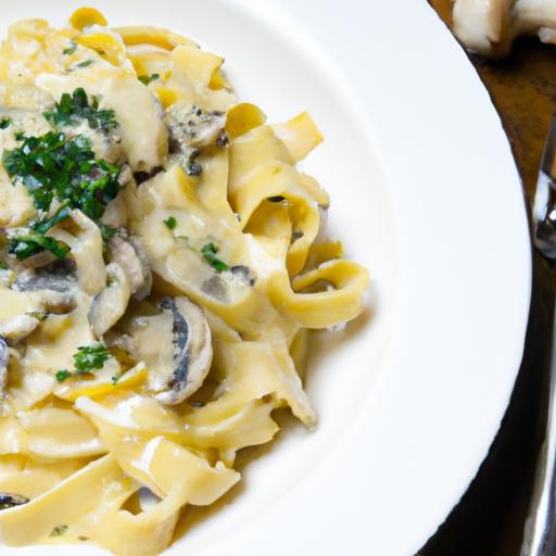 Savor Fresh Tagliatelle with Creamy Mushroom Sauce Delight